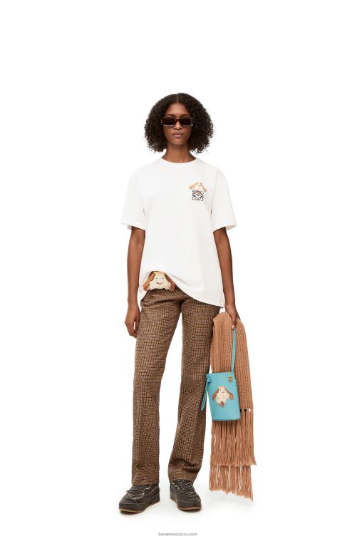 blanco Camiseta de algodón con anagrama heen Loewe R8J8Z845 mujer