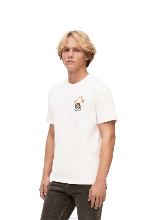 blanco Camiseta de algodón con anagrama heen Loewe R8J8Z845 mujer