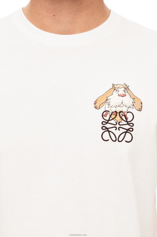 blanco Camiseta de algodón con anagrama heen Loewe R8J8Z845 mujer