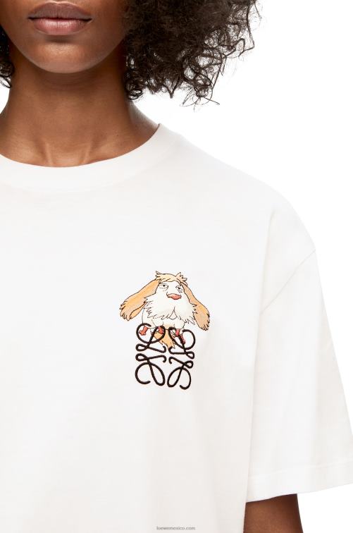 blanco Camiseta de algodón con anagrama heen Loewe R8J8Z845 mujer