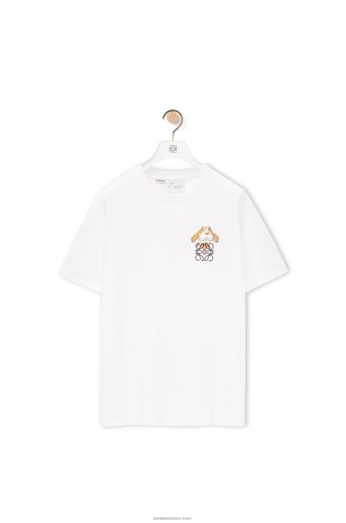blanco Camiseta de algodón con anagrama heen Loewe R8J8Z845 mujer