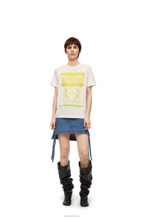 blanco amarillo camiseta regular fit de algodón Loewe R8J8Z772 mujer