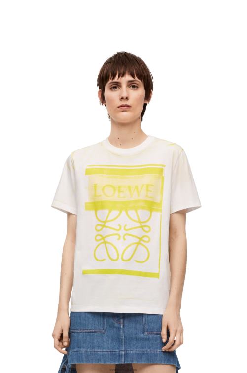 blanco amarillo camiseta regular fit de algodón Loewe R8J8Z772 mujer