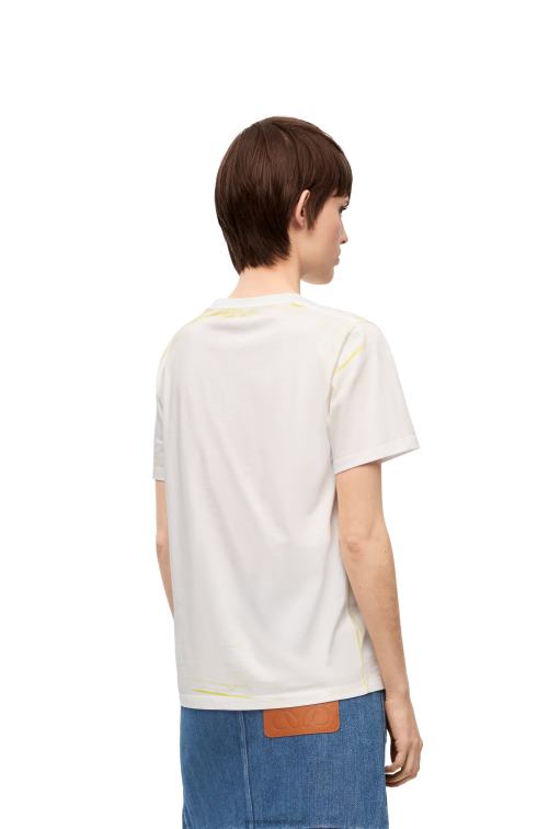 blanco amarillo camiseta regular fit de algodón Loewe R8J8Z772 mujer