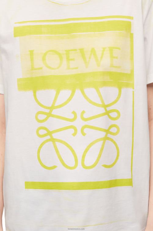 blanco amarillo camiseta regular fit de algodón Loewe R8J8Z772 mujer