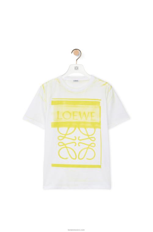 blanco amarillo camiseta regular fit de algodón Loewe R8J8Z772 mujer