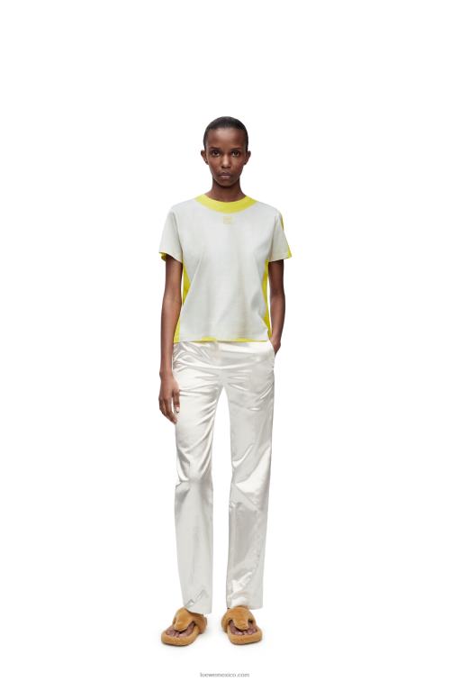 blanco amarillo camiseta regular fit de algodón Loewe R8J8Z773 mujer