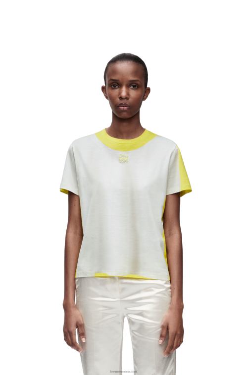 blanco amarillo camiseta regular fit de algodón Loewe R8J8Z773 mujer