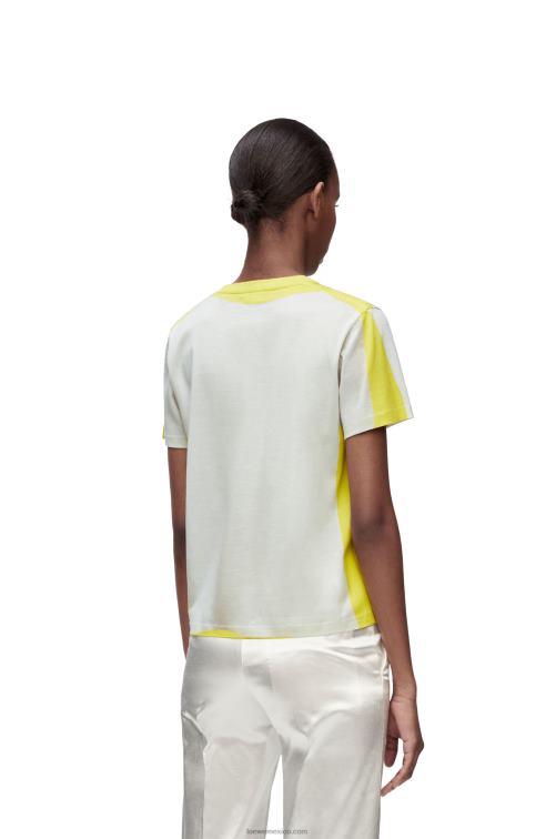 blanco amarillo camiseta regular fit de algodón Loewe R8J8Z773 mujer