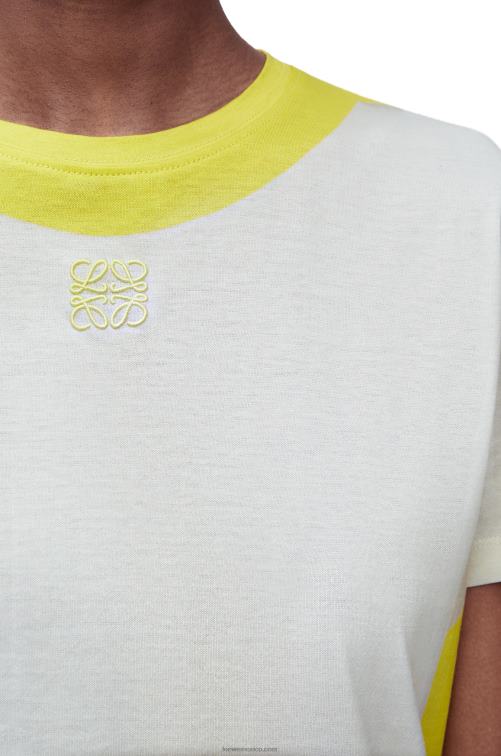 blanco amarillo camiseta regular fit de algodón Loewe R8J8Z773 mujer