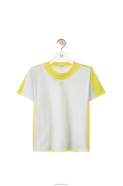 blanco amarillo camiseta regular fit de algodón Loewe R8J8Z773 mujer