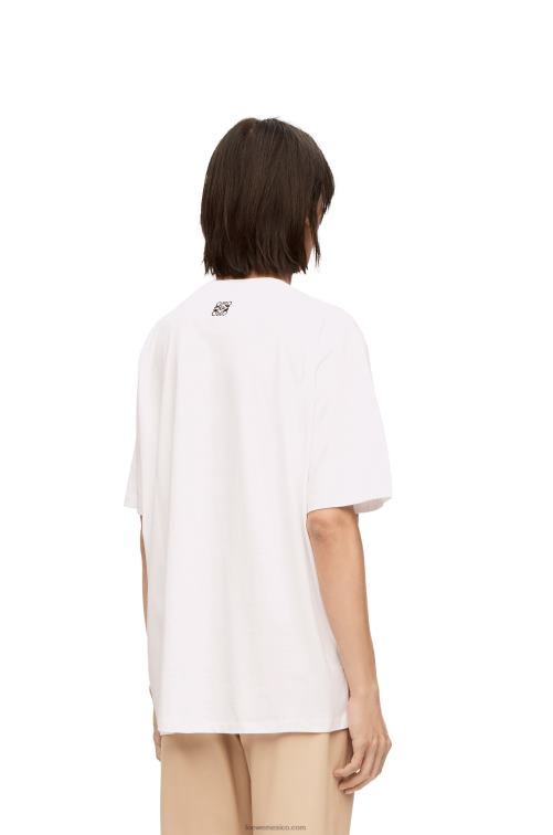 blanco/beige Camiseta de algodón con adorno Howl Loewe R8J8Z835 mujer