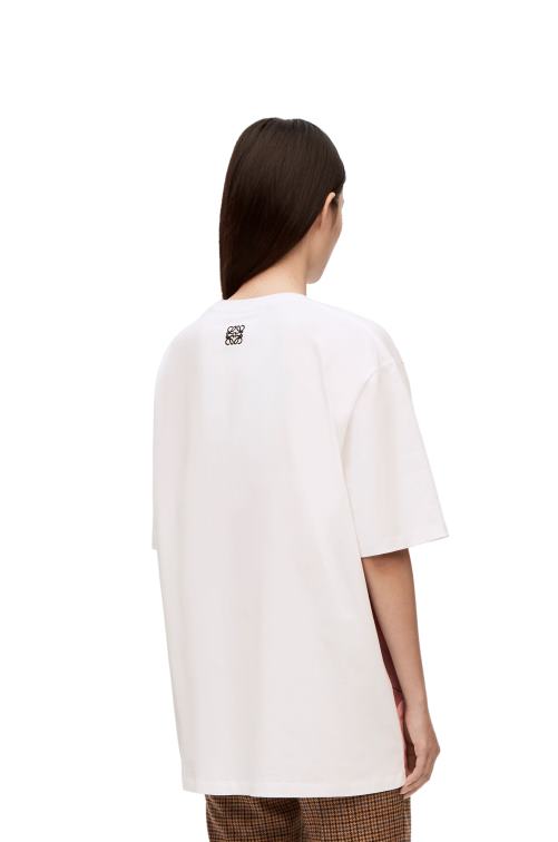 blanco/beige Camiseta de algodón con adorno Howl Loewe R8J8Z835 mujer