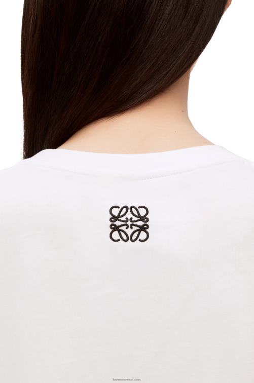 blanco/beige Camiseta de algodón con adorno Howl Loewe R8J8Z835 mujer
