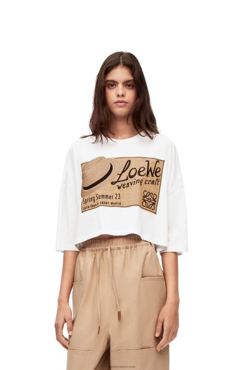 blanco camiseta con gorro de algodón Loewe R8J8Z792 mujer