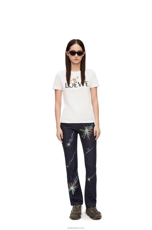blanco camiseta heen de algodón Loewe R8J8Z833 mujer