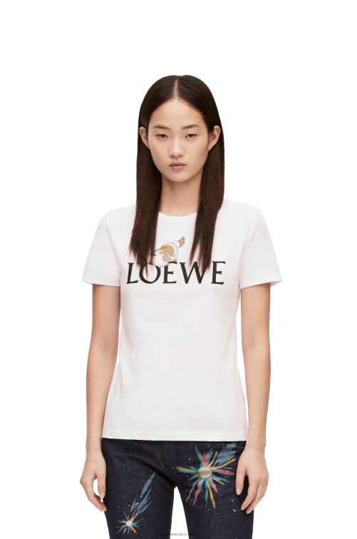 blanco camiseta heen de algodón Loewe R8J8Z833 mujer