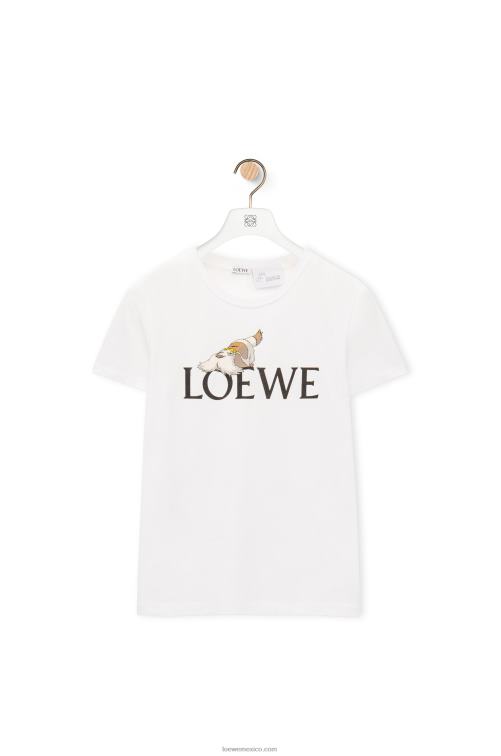 blanco camiseta heen de algodón Loewe R8J8Z833 mujer