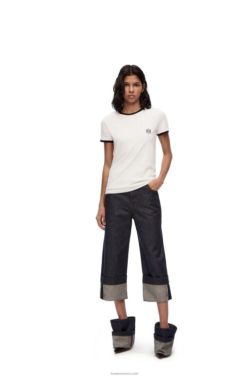 blanco camiseta slim fit fit de algodón Loewe R8J8Z797 mujer