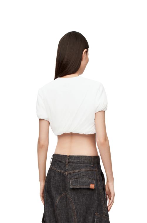blanco crop top acolchado en gasa de seda elástica Loewe R8J8Z901 mujer