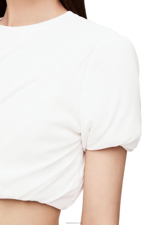blanco crop top acolchado en gasa de seda elástica Loewe R8J8Z901 mujer