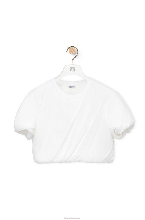 blanco crop top acolchado en gasa de seda elástica Loewe R8J8Z901 mujer