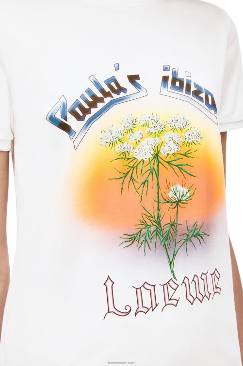 blanco/multicolor camiseta hinojo de algodón Loewe R8J8Z783 mujer