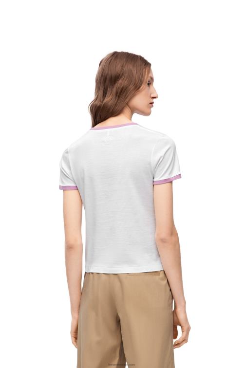 blanco/multicolor camiseta maruja mallo slim fit de algodón Loewe R8J8Z776 mujer