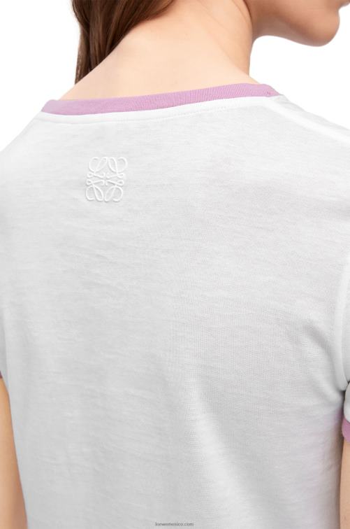 blanco/multicolor camiseta maruja mallo slim fit de algodón Loewe R8J8Z776 mujer