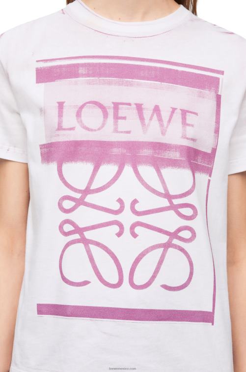blanco/rosa multicolor camiseta regular fit de algodón Loewe R8J8Z771 mujer