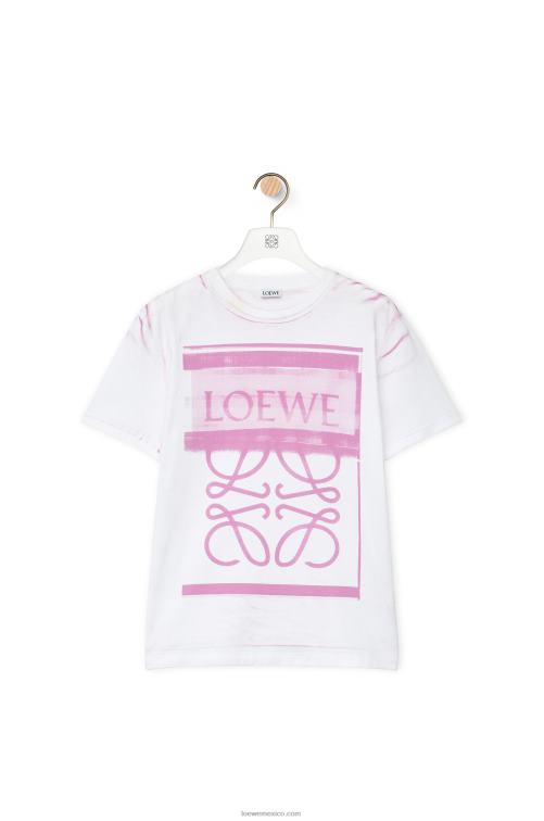 blanco/rosa multicolor camiseta regular fit de algodón Loewe R8J8Z771 mujer