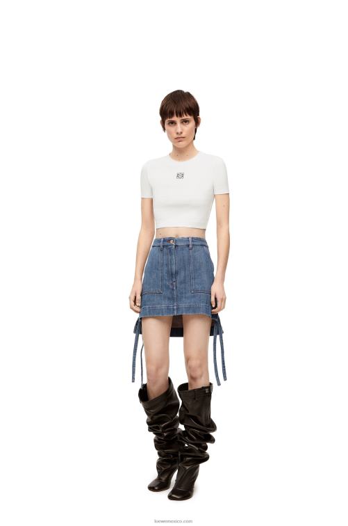 blanco top corto de algodón Loewe R8J8Z897 mujer