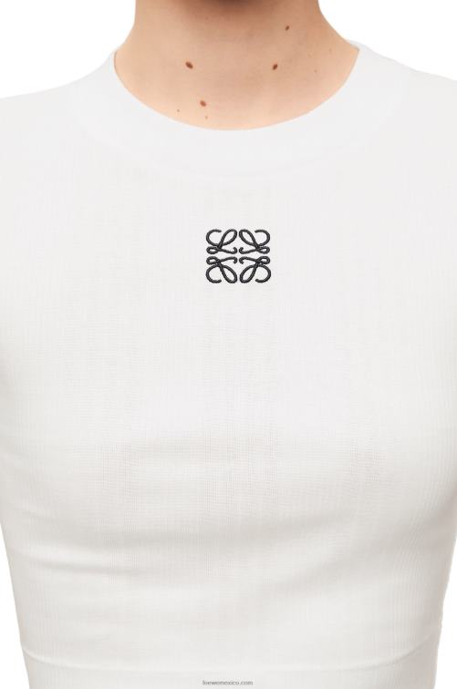 blanco top corto de algodón Loewe R8J8Z897 mujer