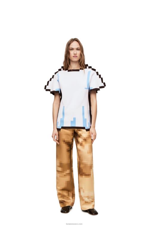 blanco top pixelado de punto técnico Loewe R8J8Z879 mujer