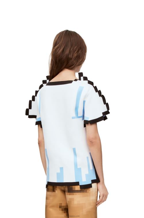 blanco top pixelado de punto técnico Loewe R8J8Z879 mujer
