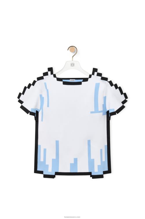 blanco top pixelado de punto técnico Loewe R8J8Z879 mujer