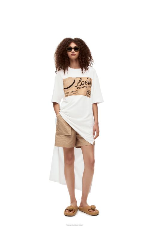 blanco vestido estilo camiseta con gorro de algodón Loewe R8J8Z791 mujer