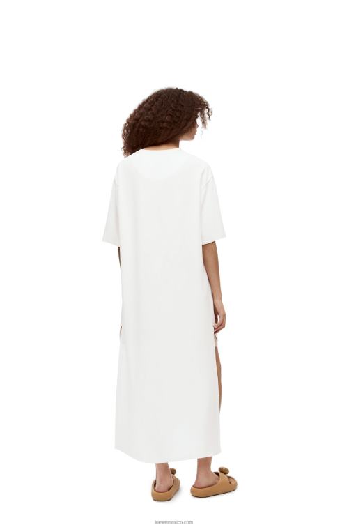 blanco vestido estilo camiseta con gorro de algodón Loewe R8J8Z791 mujer