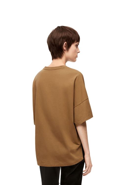 camello oscuro camiseta boxy fit de algodón Loewe R8J8Z781 mujer