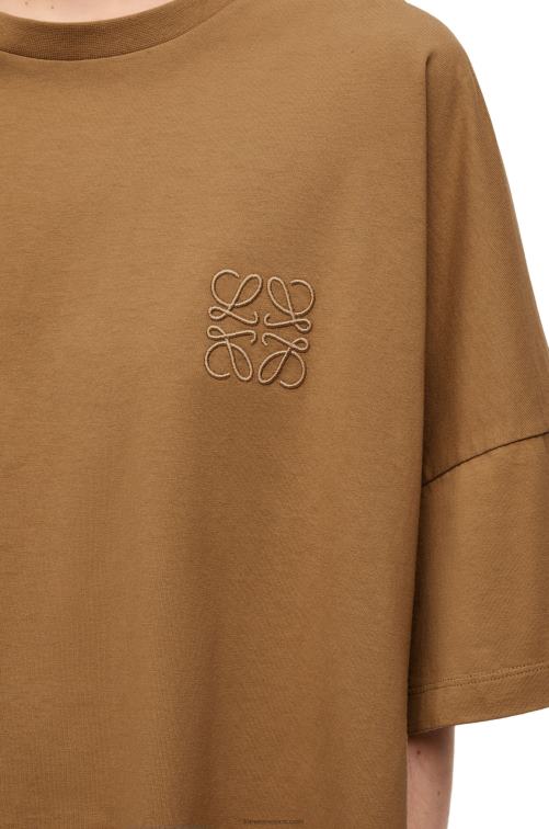 camello oscuro camiseta boxy fit de algodón Loewe R8J8Z781 mujer