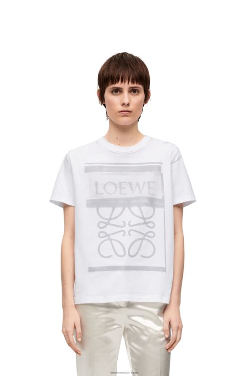 gris blanco camiseta regular fit de algodón Loewe R8J8Z770 mujer