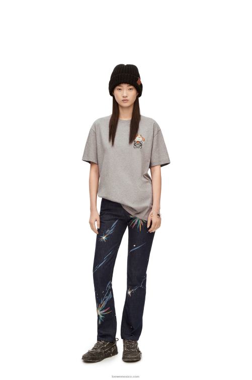 mezcla de grises Camiseta de algodón con anagrama heen Loewe R8J8Z846 mujer