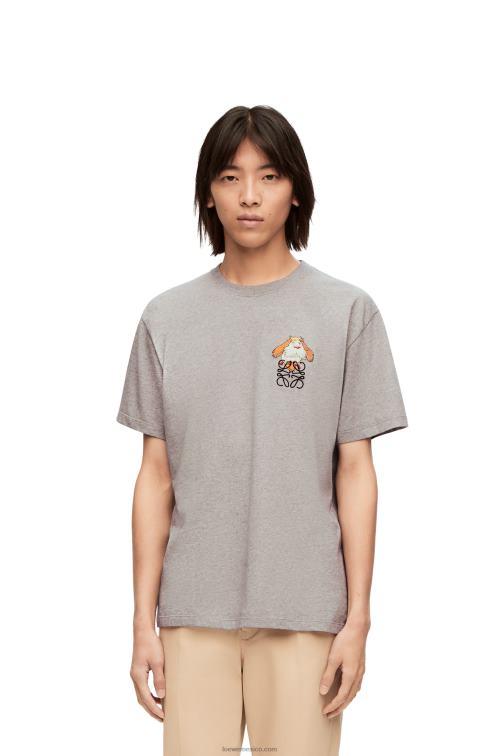 mezcla de grises Camiseta de algodón con anagrama heen Loewe R8J8Z846 mujer