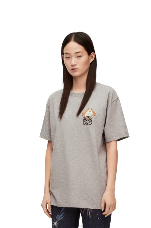 mezcla de grises Camiseta de algodón con anagrama heen Loewe R8J8Z846 mujer