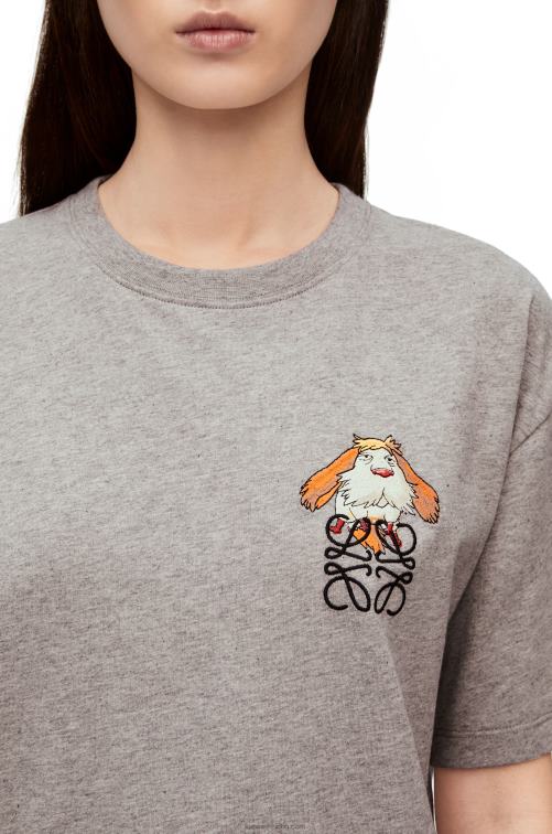 mezcla de grises Camiseta de algodón con anagrama heen Loewe R8J8Z846 mujer