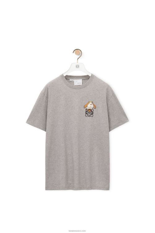 mezcla de grises Camiseta de algodón con anagrama heen Loewe R8J8Z846 mujer