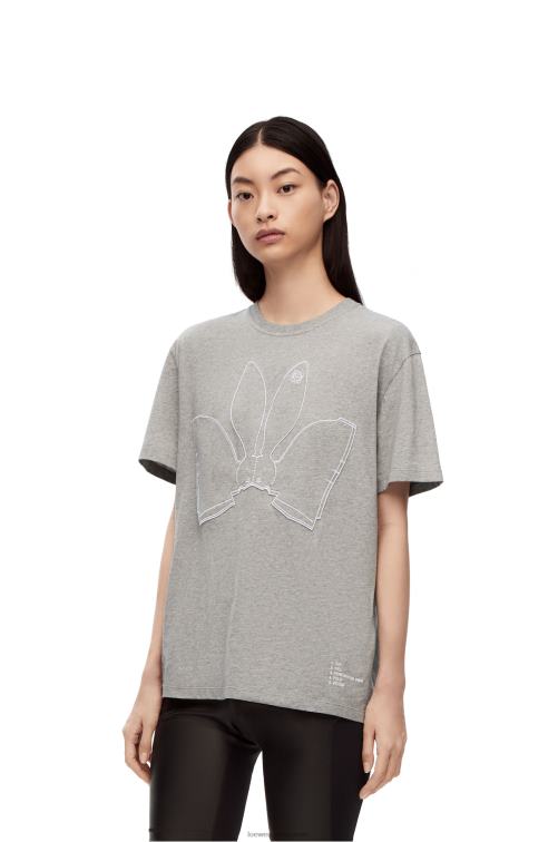 mezcla de grises camiseta con conejito de algodón Loewe R8J8Z807 mujer