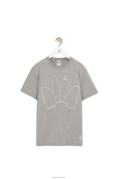 mezcla de grises camiseta con conejito de algodón Loewe R8J8Z807 mujer
