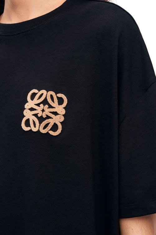negro Camiseta artesanal de algodón con anagrama Loewe R8J8Z793 mujer