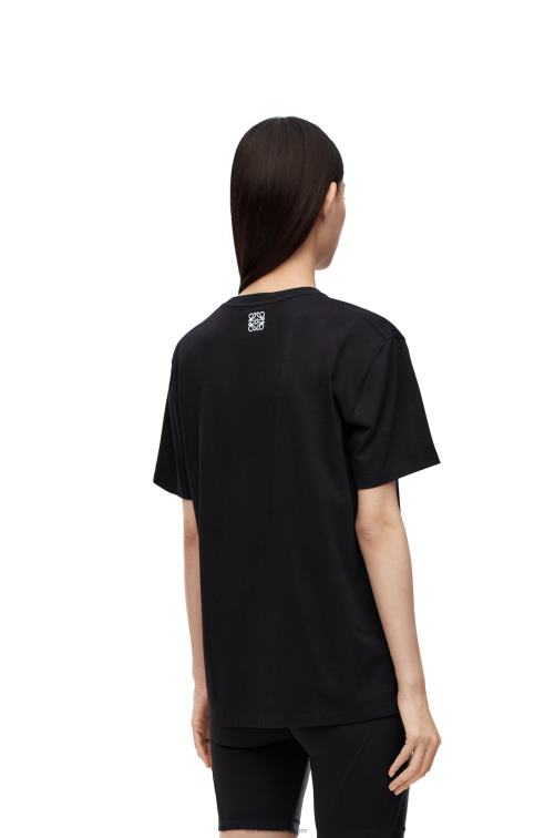 negro camiseta con conejito de algodón Loewe R8J8Z809 mujer